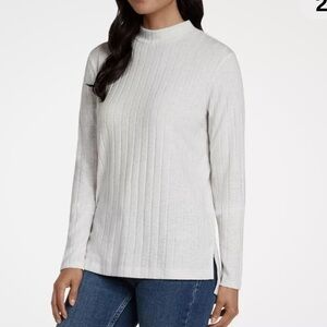 Matty-M Women's Mock Neck Ribbed Tunic Top, Heather Pearl Gray